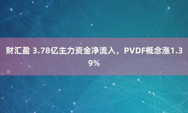 财汇盈 3.78亿主力资金净流入，PVDF概念涨1.39%